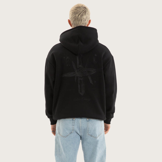 Chained Relaxed Hoodie Jet Black