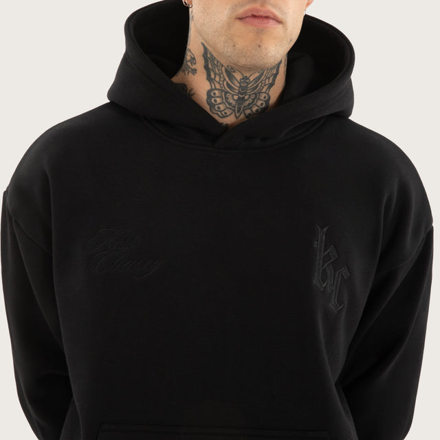Chained Relaxed Hoodie Jet Black