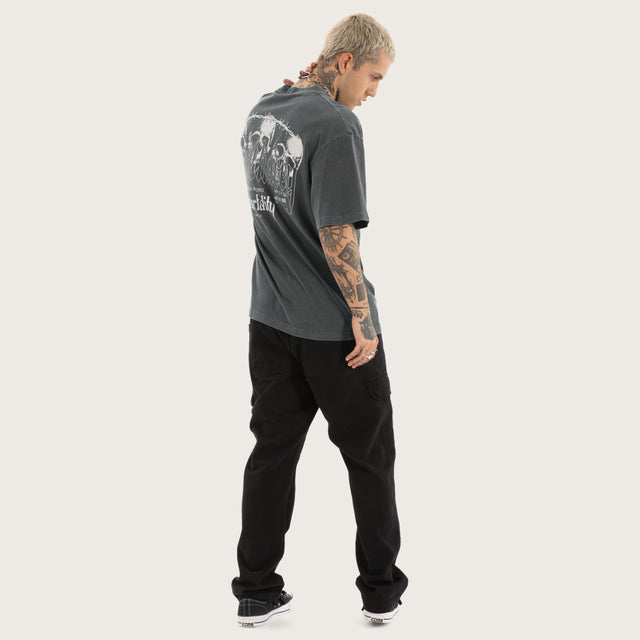 Model wears Immortal Street Tee Mineral Steel Grey T-Shirts in Grey - Image 6