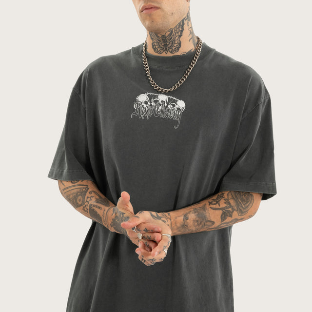 Model wears Immortal Street Tee Mineral Steel Grey T-Shirts in Grey - Image 4