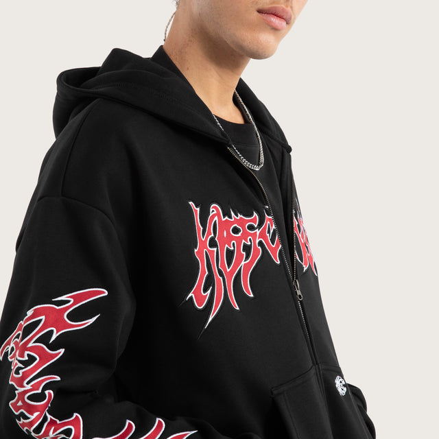 Razor Zip Through Hoodie Jet Black