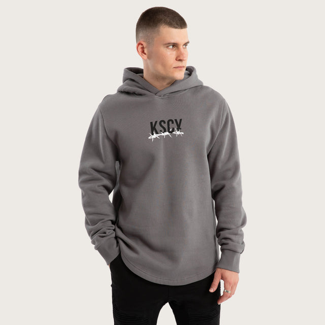 Diluted Dual Curved Hoodie Charcoal