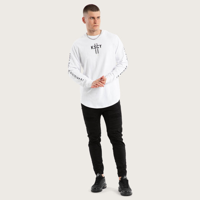 Dash Dual Curved Longsleeve Tee Optical white