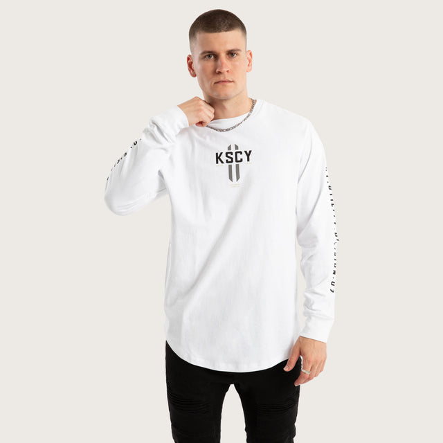 Dash Dual Curved Longsleeve Tee Optical white