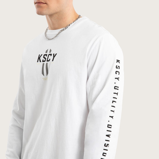 Dash Dual Curved Longsleeve Tee Optical white