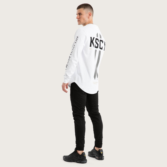 Dash Dual Curved Longsleeve Tee Optical white