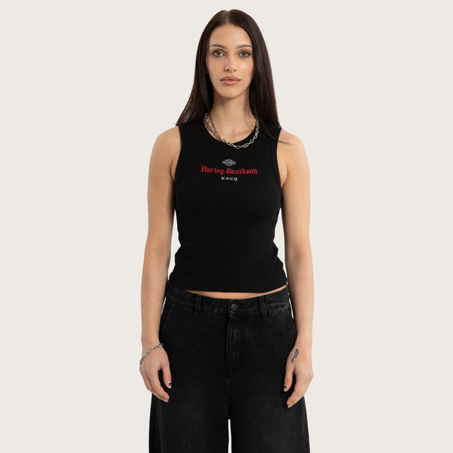 Model wears Visor Rib Tank Jet Black Tanks Black – image 1