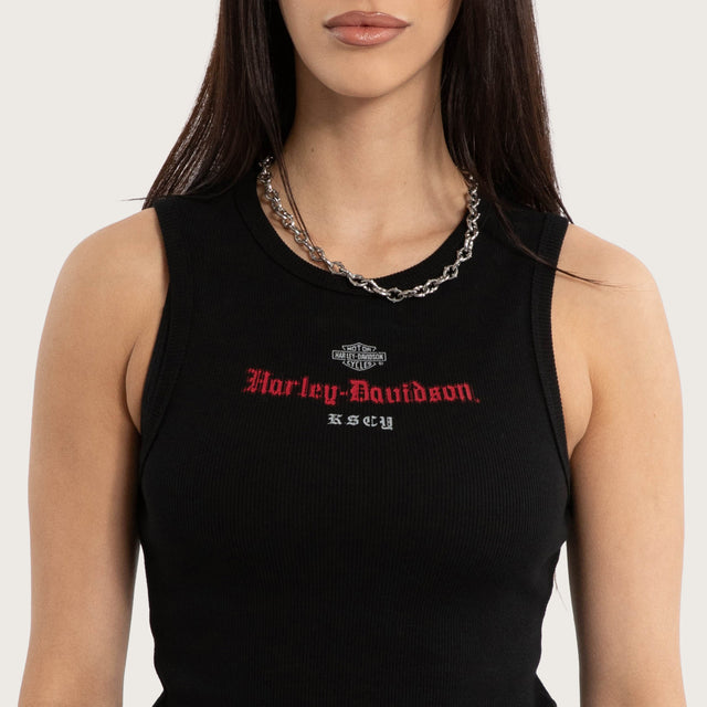 Model wears Visor Rib Tank Jet Black Tanks Black – image 2