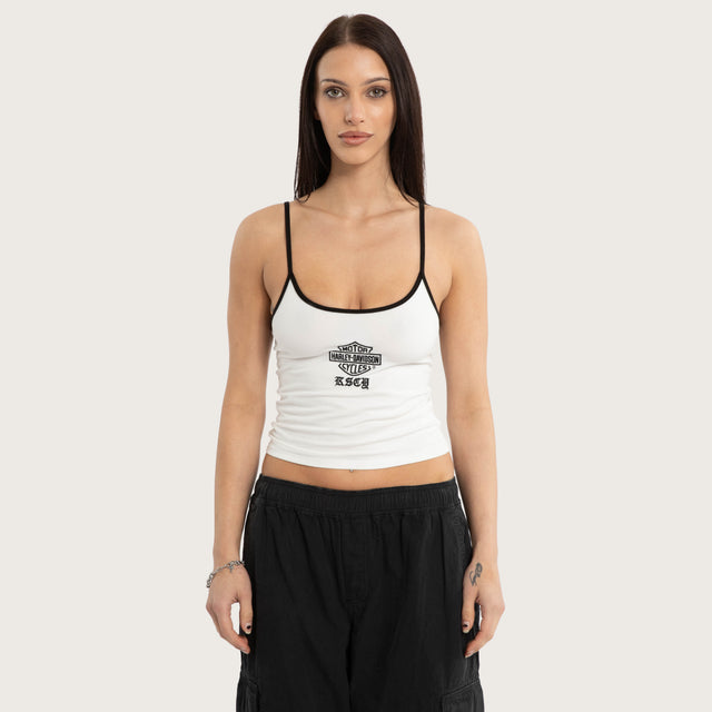 Model wears Unlock Crop Cami Natural White Cami White – image 1