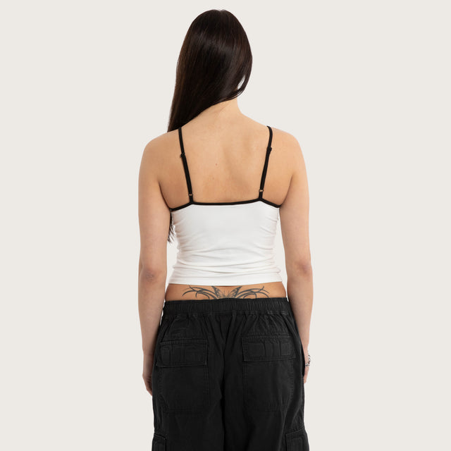 Model wears Unlock Crop Cami Natural White Cami White – image 3