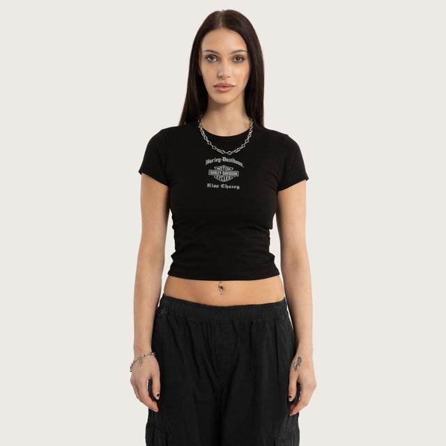 Model wears Brake Baby Tee Jet Black T-Shirts Black – image 1