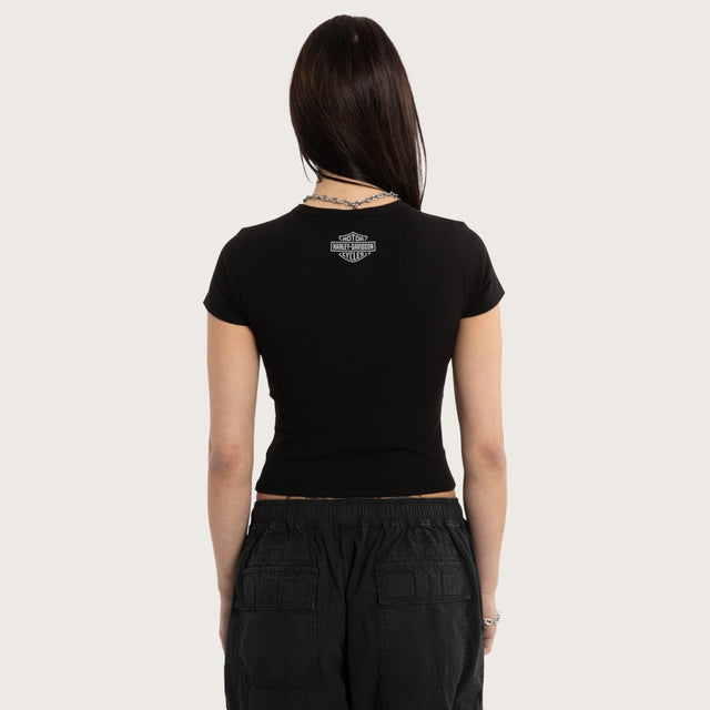 Model wears Brake Baby Tee Jet Black T-Shirts Black – image 2