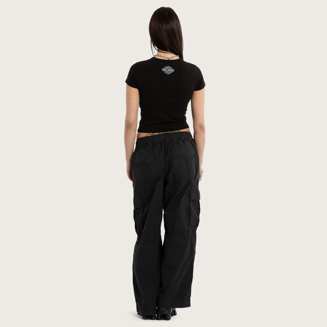 Model wears Brake Baby Tee Jet Black T-Shirts Black – image 4
