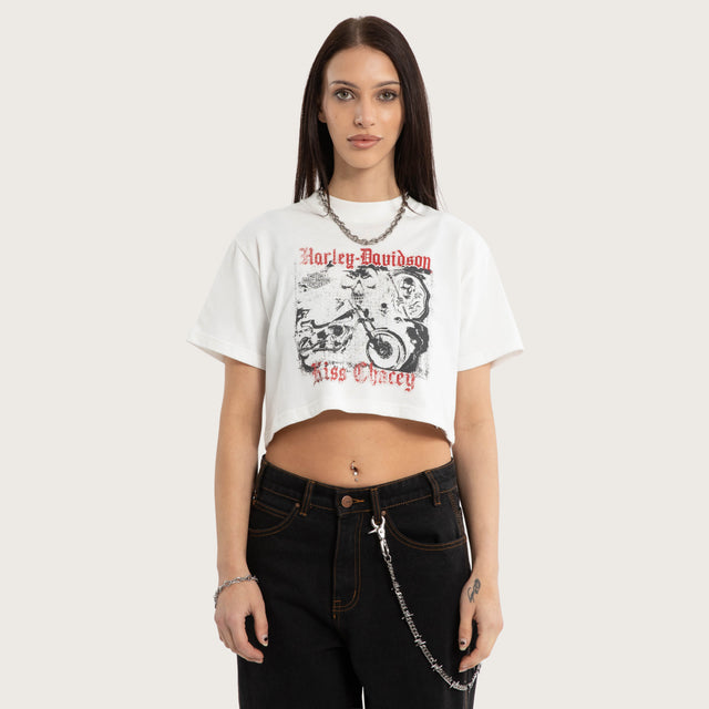 Model wears Breakout Crop Tee Natural White T-Shirts White – image 1