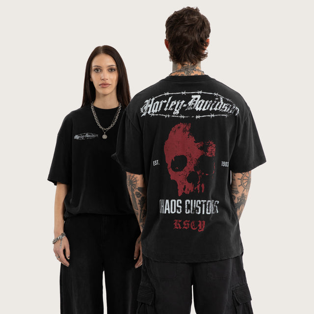 Model wears Instake Street Tee Snow Black T-Shirts Black – image 1