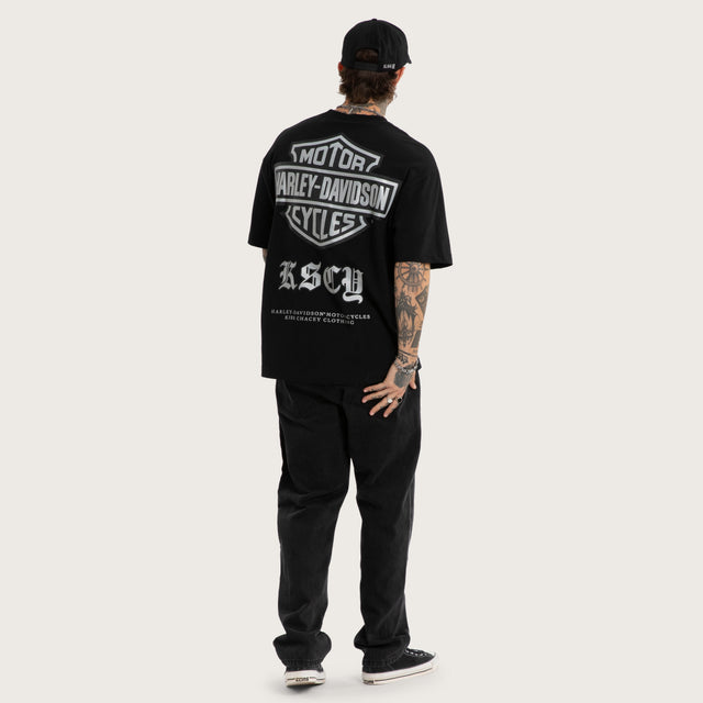 Model wears Scrambler Street Tee Jet Black T-Shirts Black – image 6