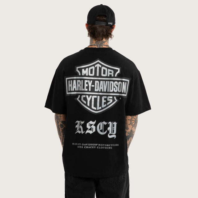 Model wears Scrambler Street Tee Jet Black T-Shirts Black – image 2
