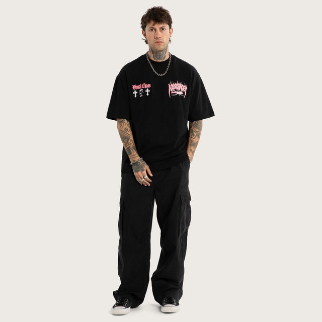Model wears Mortality Street Tee Jet Black T-Shirts Black – image 5