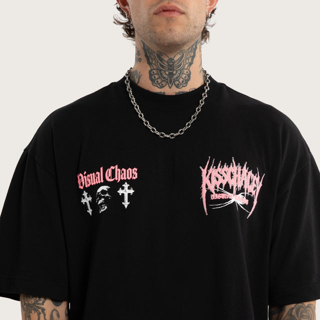 Model wears Mortality Street Tee Jet Black T-Shirts Black – image 4