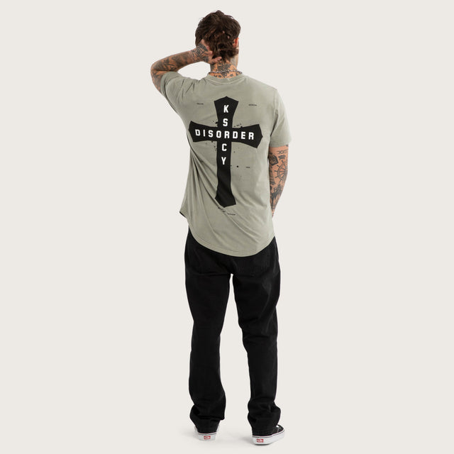 Model wears Hyped Dual Curve Tee Pigment Shadow T-Shirts White – image 6
