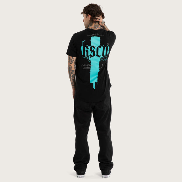 Model wears Church Dual Curved Tee Jet Black T-Shirts Black – image 6