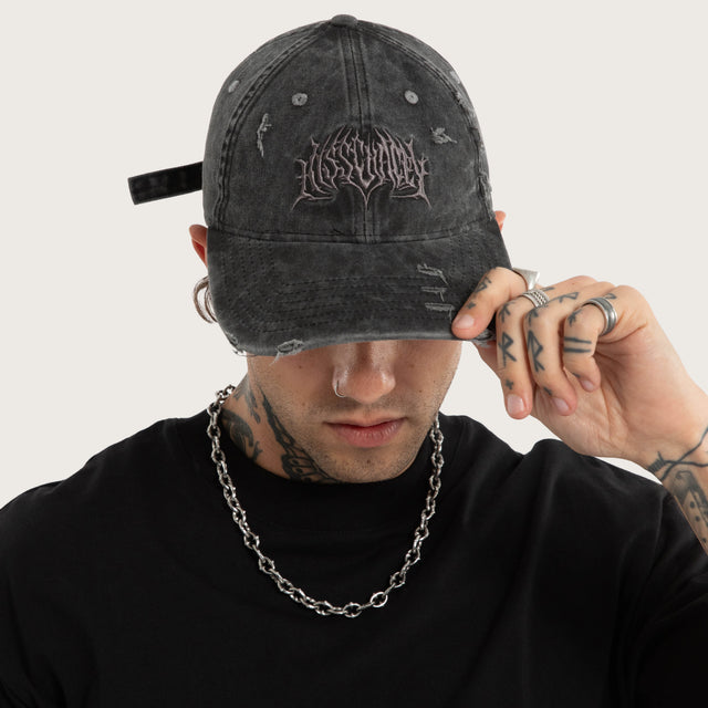 Model wears Veiled Dad Cap Jet Black Caps Black – image 4