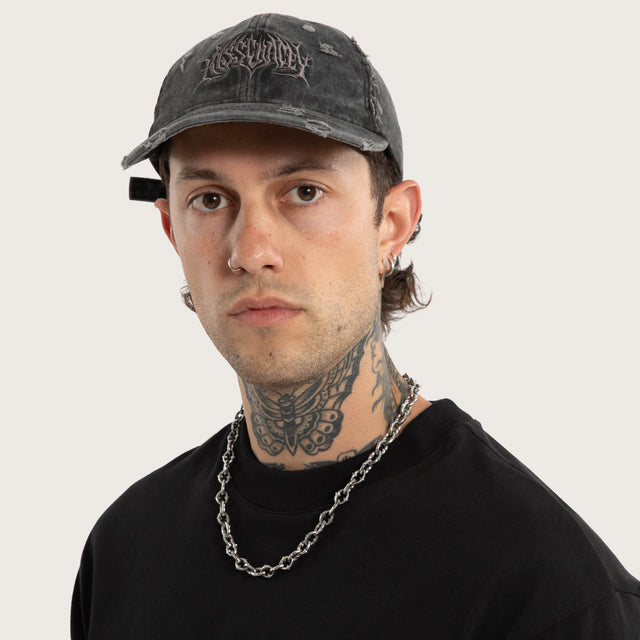 Model wears Veiled Dad Cap Jet Black Caps Black – image 6
