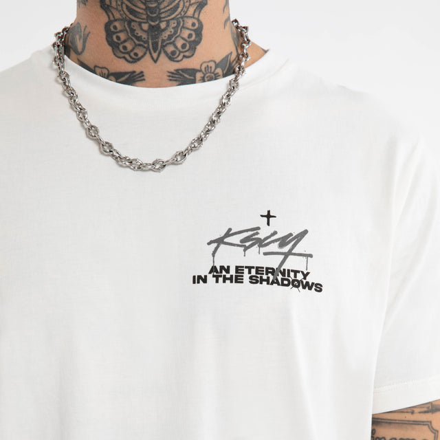 Model wears Prodigy Dual Curved Tee Natural White T-Shirts White – image 4
