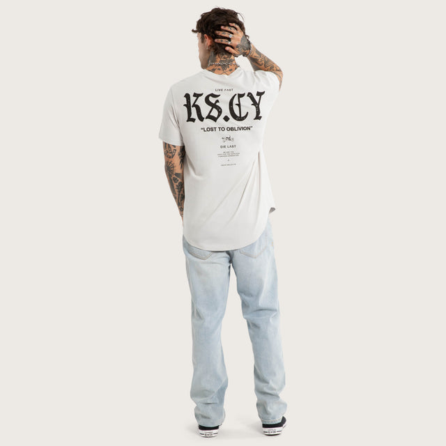 Model wears England Dual Curved Tee Glacier Grey T-Shirts Grey – image 6