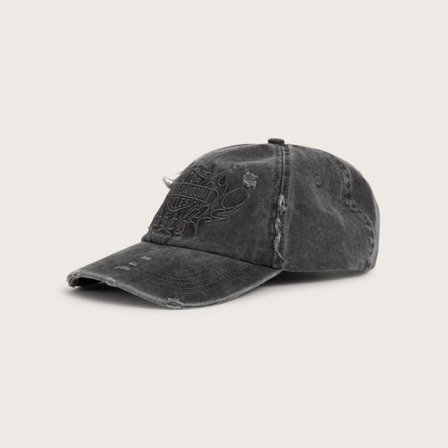 Model wears Knock Dad Cap Washed Black Caps Black – image 3