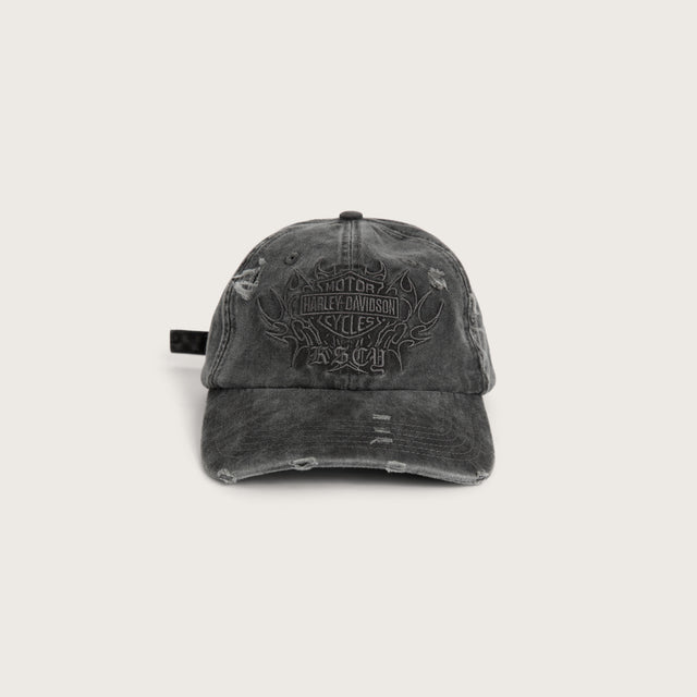 Model wears Knock Dad Cap Washed Black Caps Black – image 1