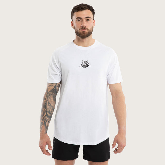 Hostile Raglan Dual Curved Tee White