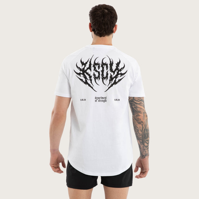 Hostile Raglan Dual Curved Tee White