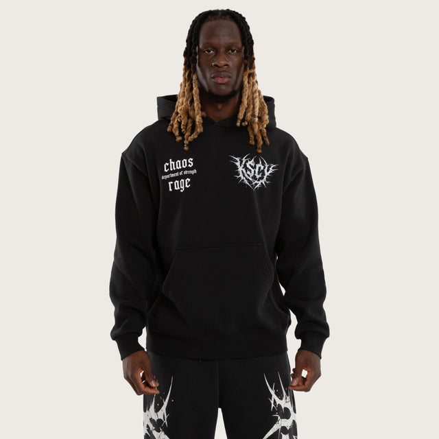 Model wears Fuel Training Relaxed Hoodie Black Hoodies Black – image 3