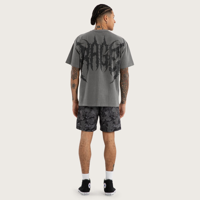 Model wears Sandman Box Fit Tee Pigment Grey Activewear T-Shirts in Black - Image 4