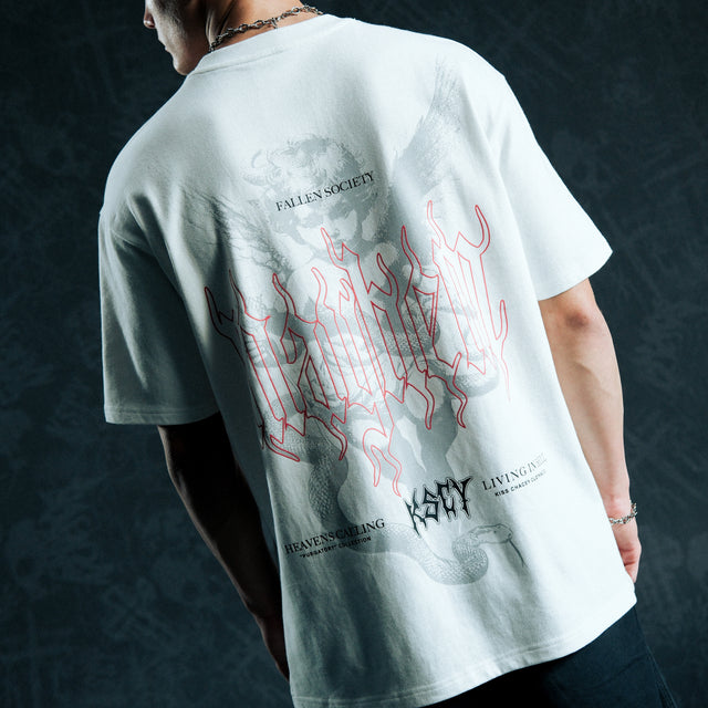 Fallen Box Fit Tee Natural White