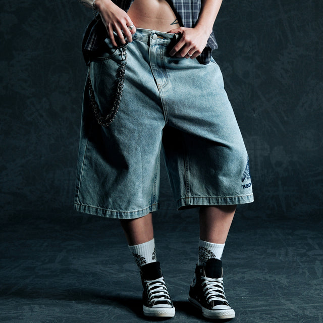 K6 Denim Jort Trashed Blue