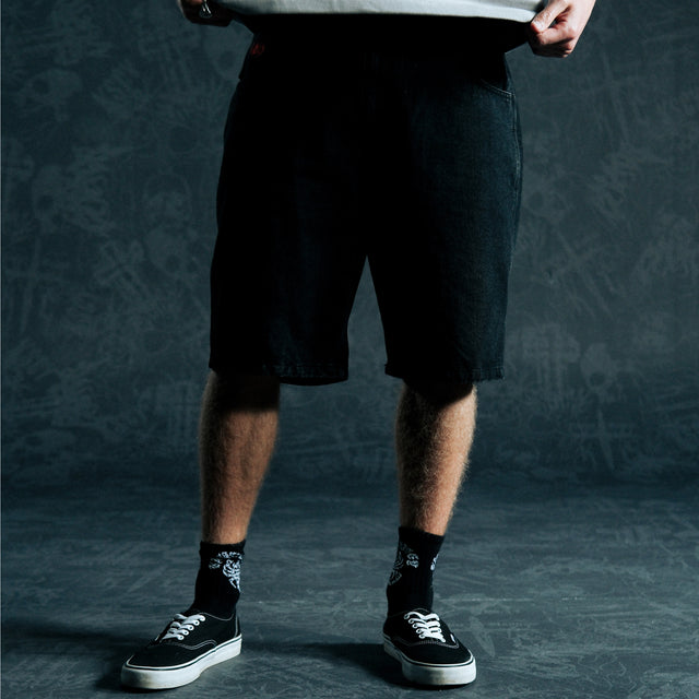 K6 Denim Jort Worn Black