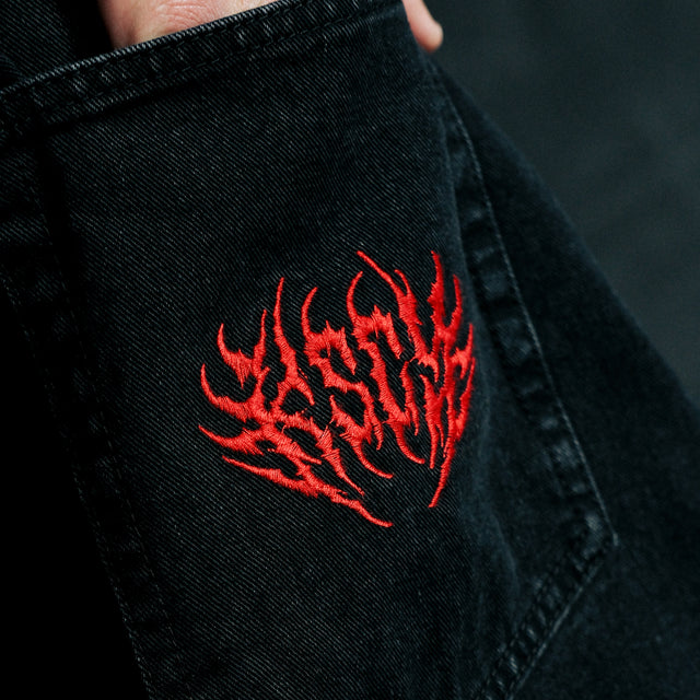 K6 Denim Jort Worn Black