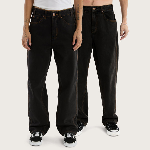 K6 Baggy Wide Leg Jean in Washed Black | KSCY