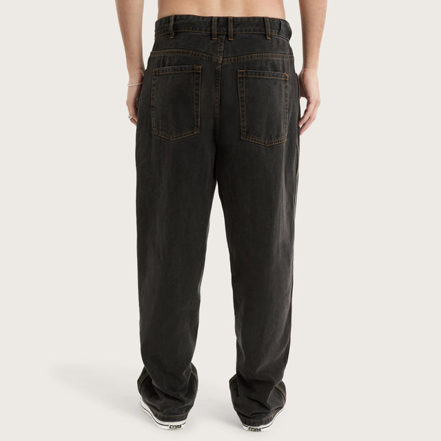 K6 Baggy Wide Leg Jean Washed Black