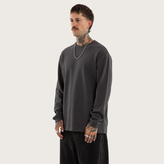 Longsleeve Mini Waffle Tee Asphalt