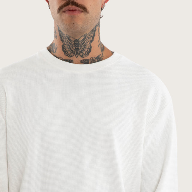 Longsleeve Mini Waffle Tee Natural White