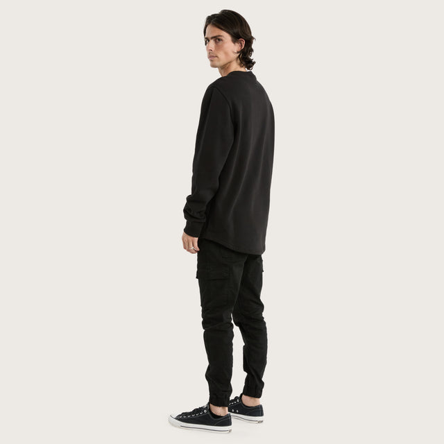 Miles Dual Curved Sweater Jet Black