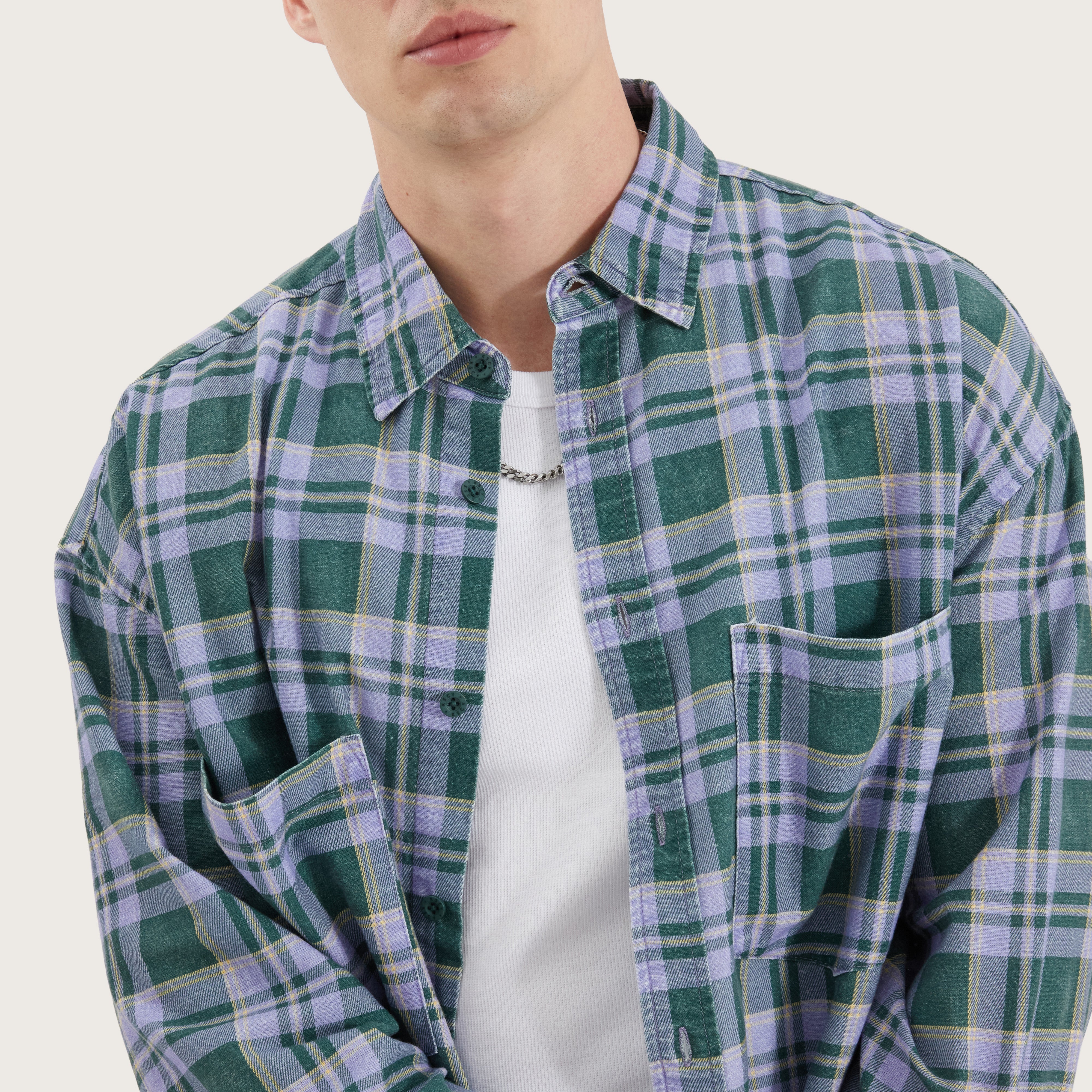 Craigton Drop Shoulder Shirt Moss Green Check | Kiss Chacey