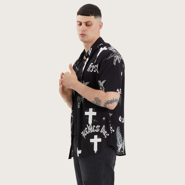 Blackford Relaxed Shirt Cross Angel Print