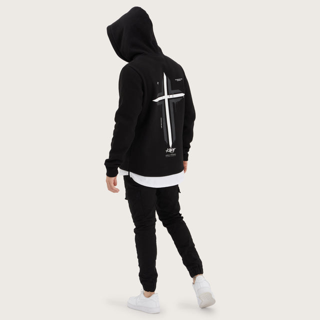 Ruthin Layered Hoodie Jet Black