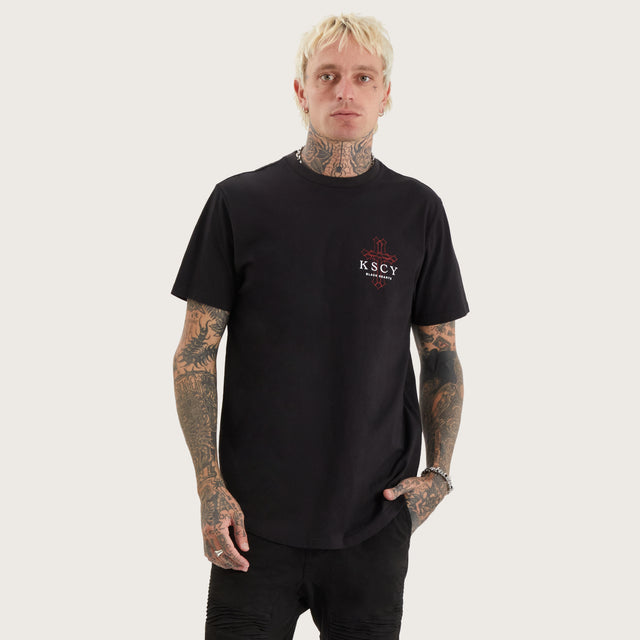 Focused Dual Curved Tee Jet Black