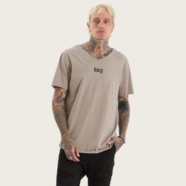 Silent Raw V-Neck Tee Cinder