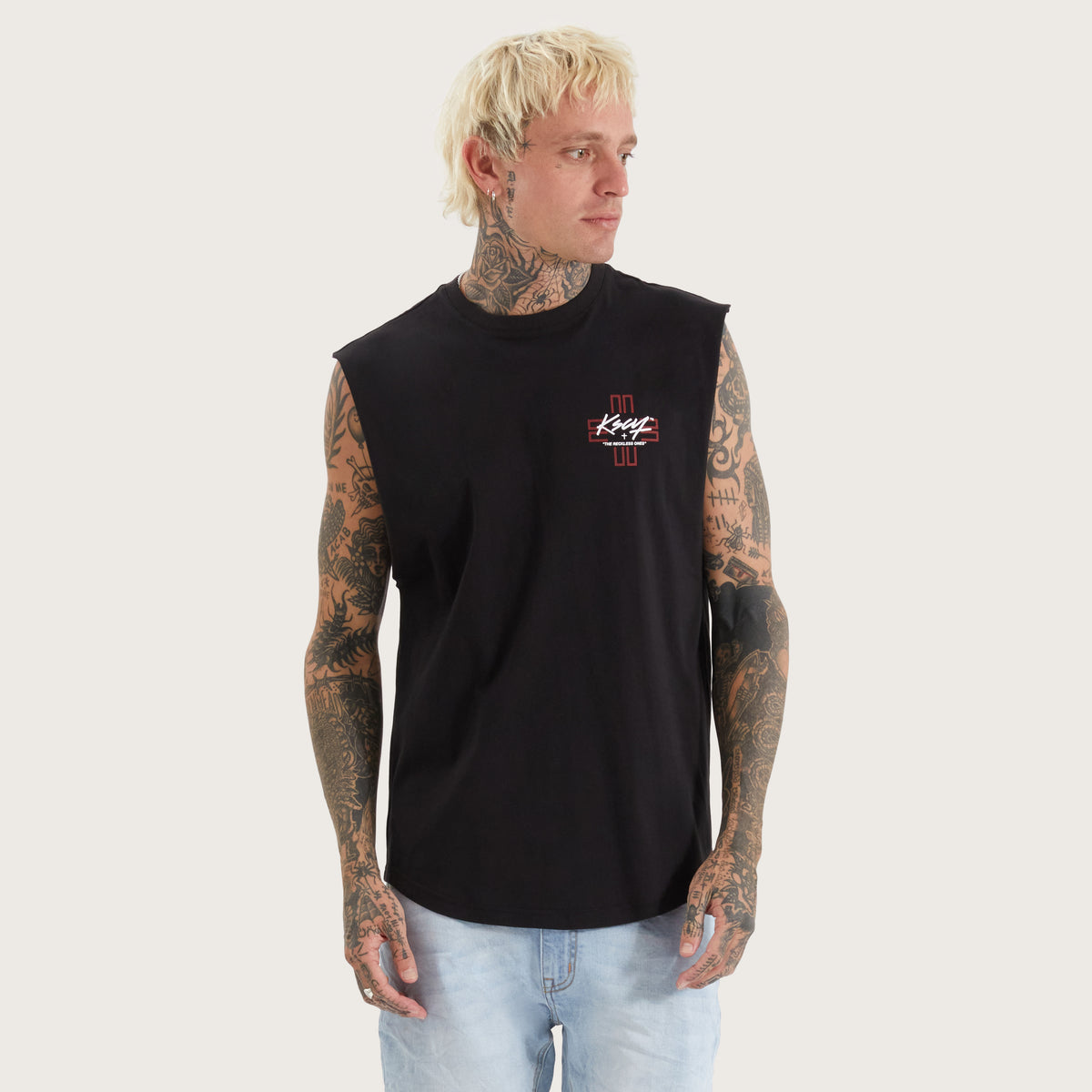 Ridgmont Dual Curved Muscle Tank in Jet Black | KSCY